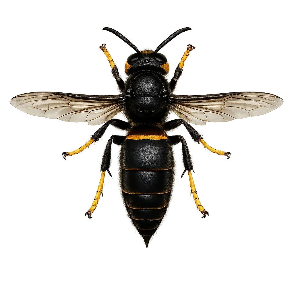 Frelon asiatique (Vespa velutina) vue de dessus